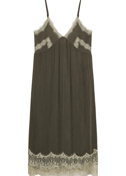 Women's Summer Dress V Neck Patchwork Lace Spaghetti Strap 2