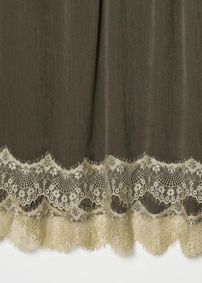 Women's Summer Dress V Neck Patchwork Lace Spaghetti Strap 4