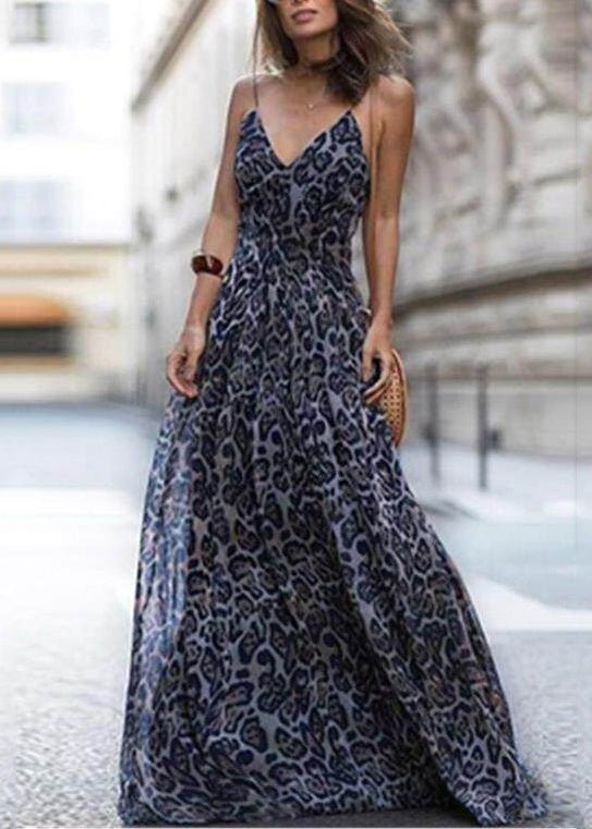 Women's Summer Dress V Neck Printed Maxi 2