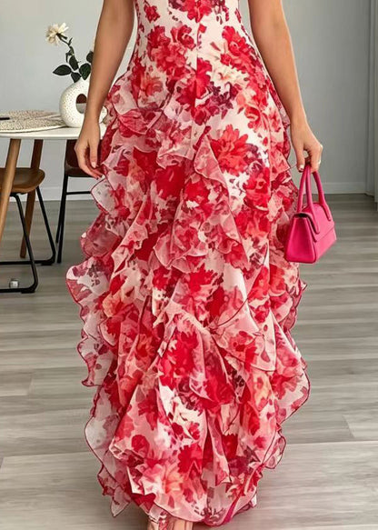 Women's Summer Dress V Neck Printed Spaghetti Strap 4
