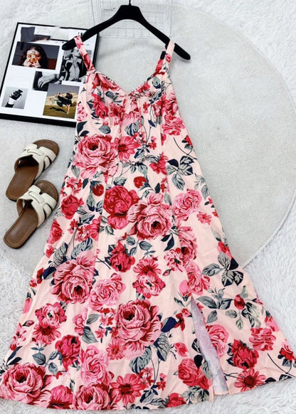 Women's Summer Dress V Neck Tie Waist Spaghetti Strap 1