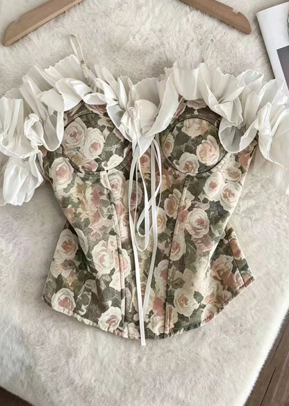 Women's Summer Vest Ruffled Print 0