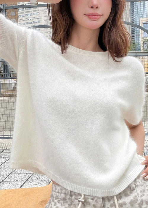 Women's Sweater O-Neck Patchwork Short Sleeve Casual Style 0