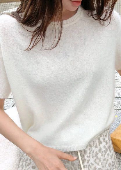Women's Sweater O-Neck Patchwork Short Sleeve Casual Style 1