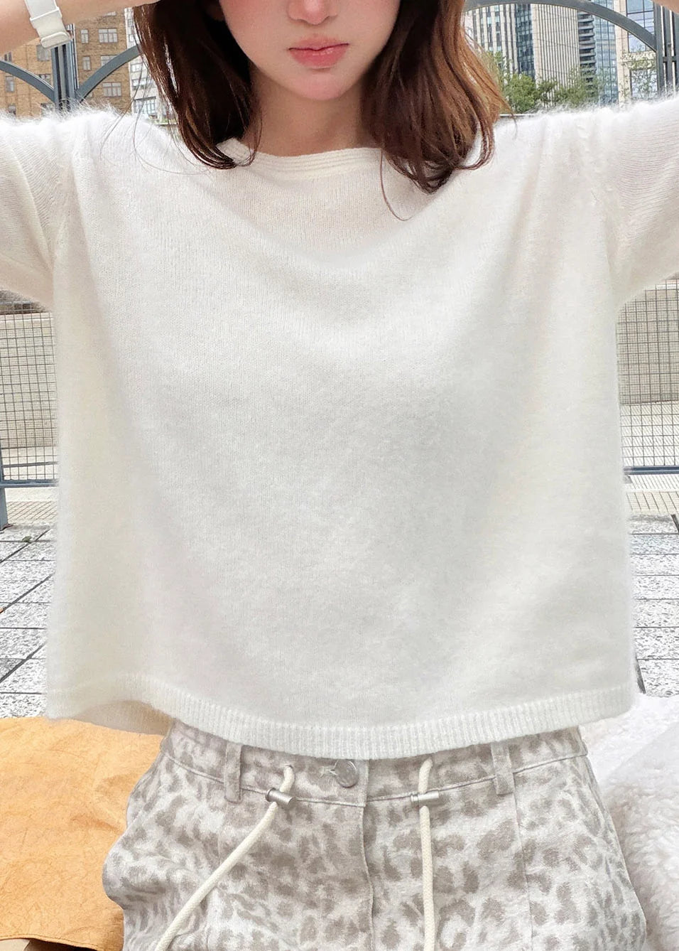 Women's Sweater O-Neck Patchwork Short Sleeve Casual Style 2
