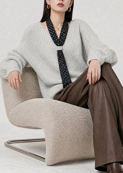 Women's Sweater V Neck Lace-Up Casual Style 2