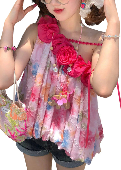 Women's Tank Top One Shoulder Floral Print 1