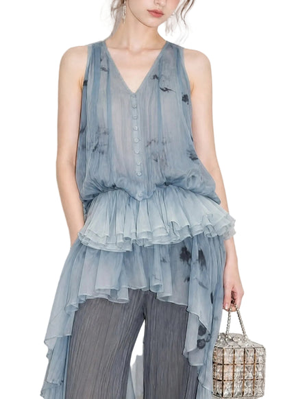 Women's Tank Top V Neck Ruffled Patchwork Going Out Style 0