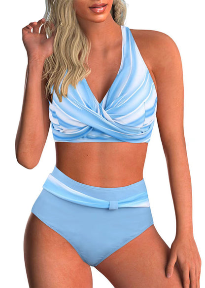 Women's Tankini Set V Neck Cross Strap Design 3