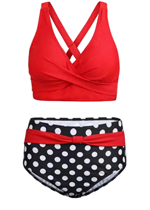Women's Tankini Set V Neck Cross Strap Design 4