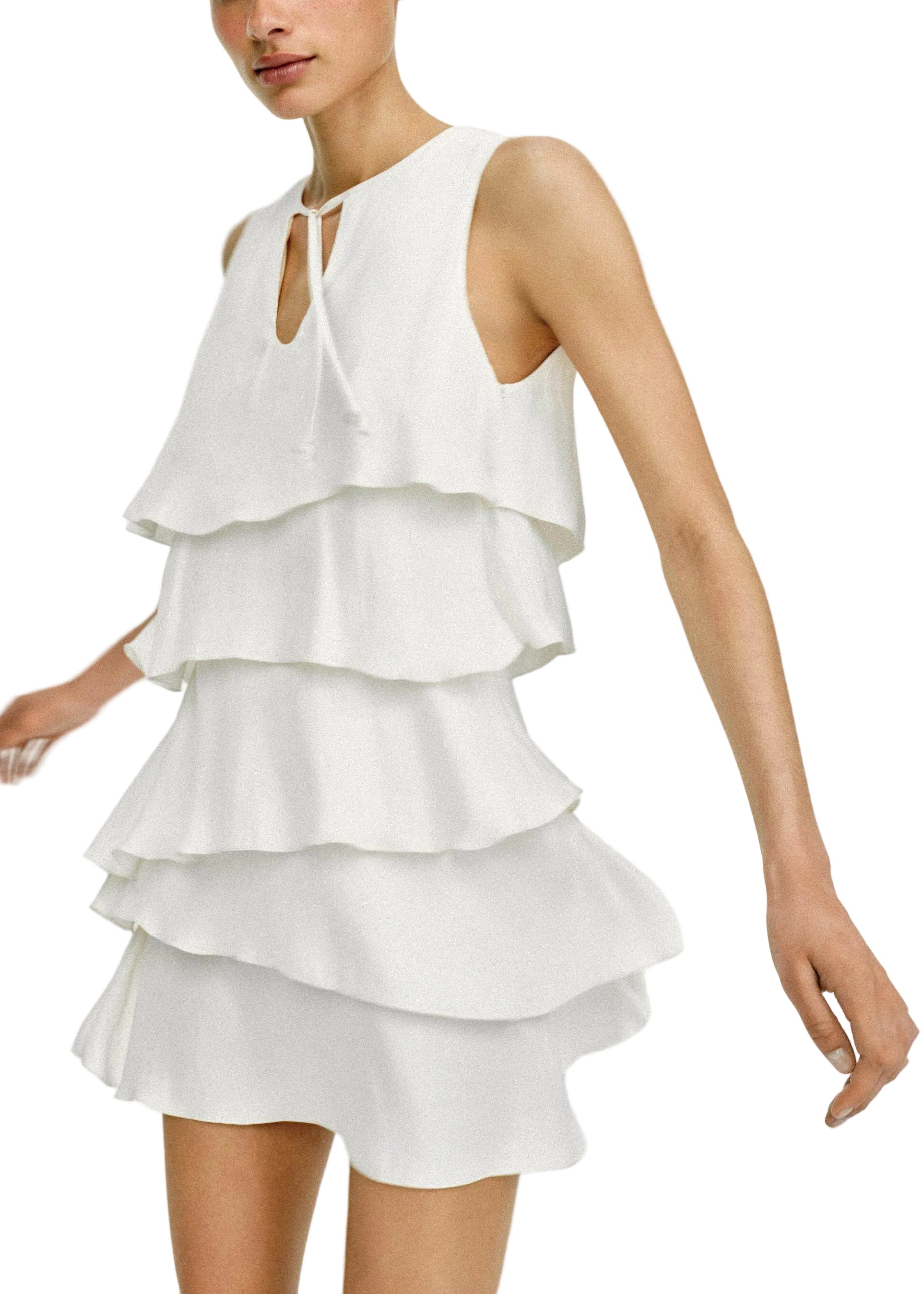 Women's Tea Dress Layered Lace-Up Summer Style 0