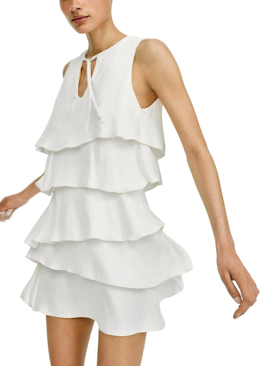 Women's Tea Dress Layered Lace-Up Summer Style 0