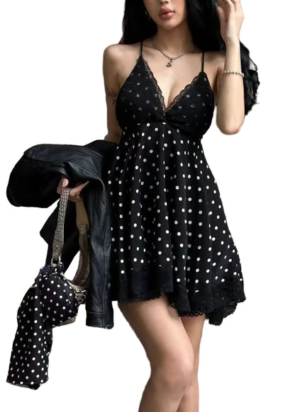 Women's Tea Dress V Neck Patchwork Lace 0
