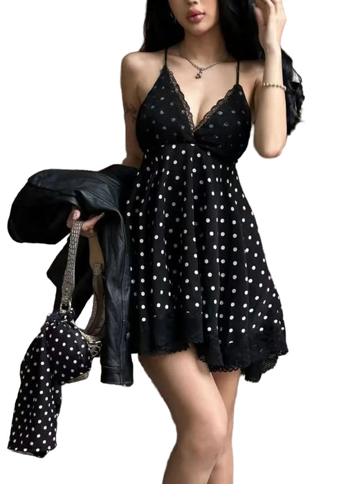 Women's Tea Dress V Neck Patchwork Lace 0