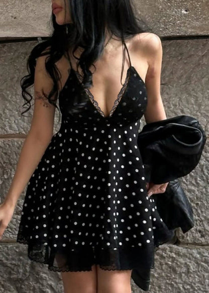 Women's Tea Dress V Neck Patchwork Lace 1