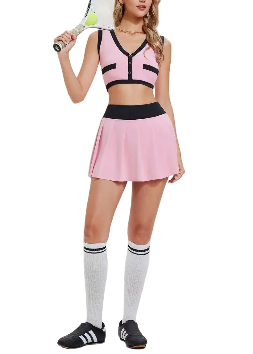 Women's Tennis Two-Piece Set Sleeveless with Built-In Shorts 0