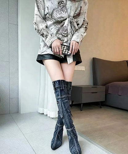 Women's Thigh Boots Chunky Heel Pointed Toe 2