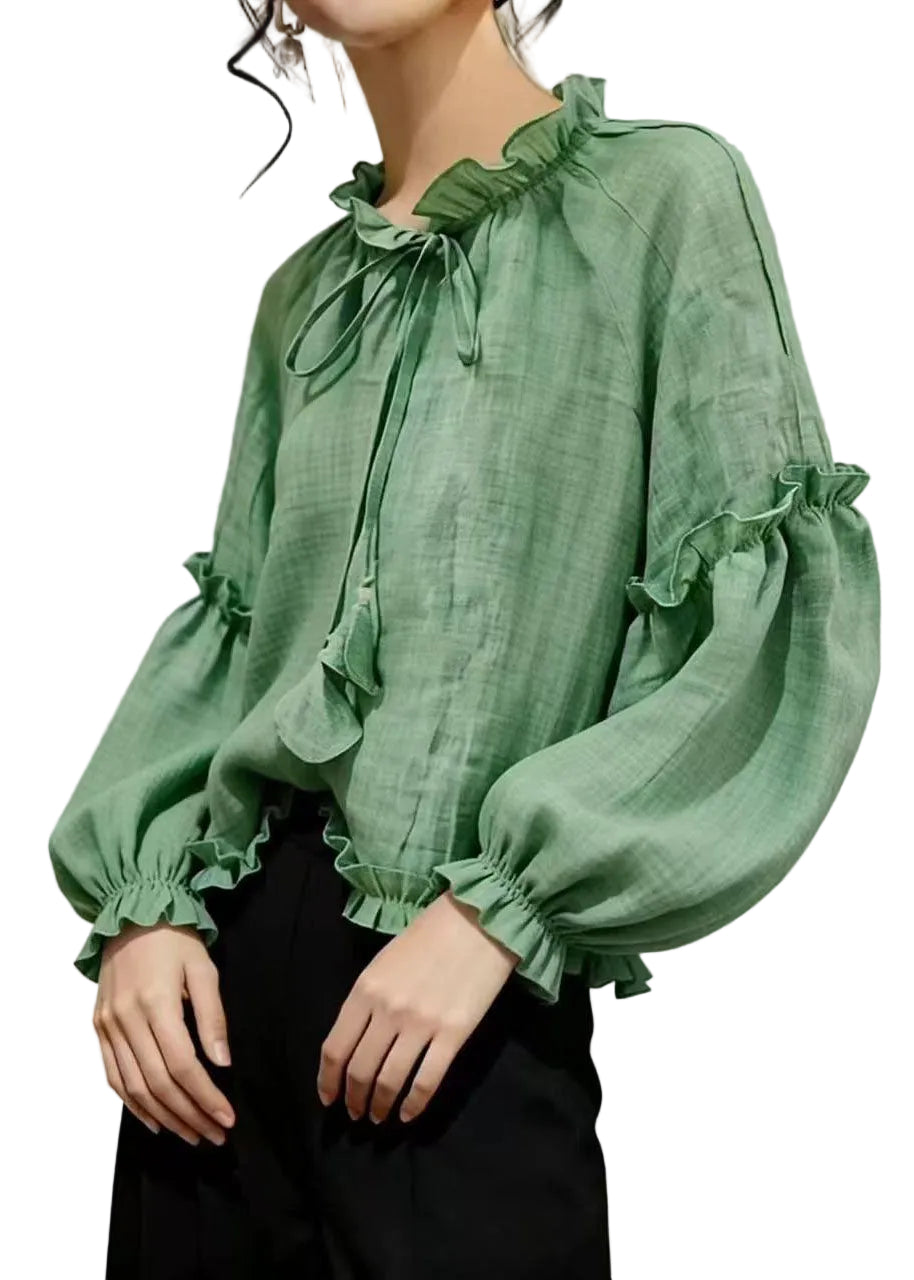 Women’s Top Ruffled Lace-Up Summer Style 0