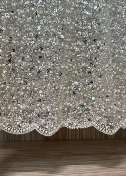 Women's Tulle Top Embellished with Sequins and Pearls 3