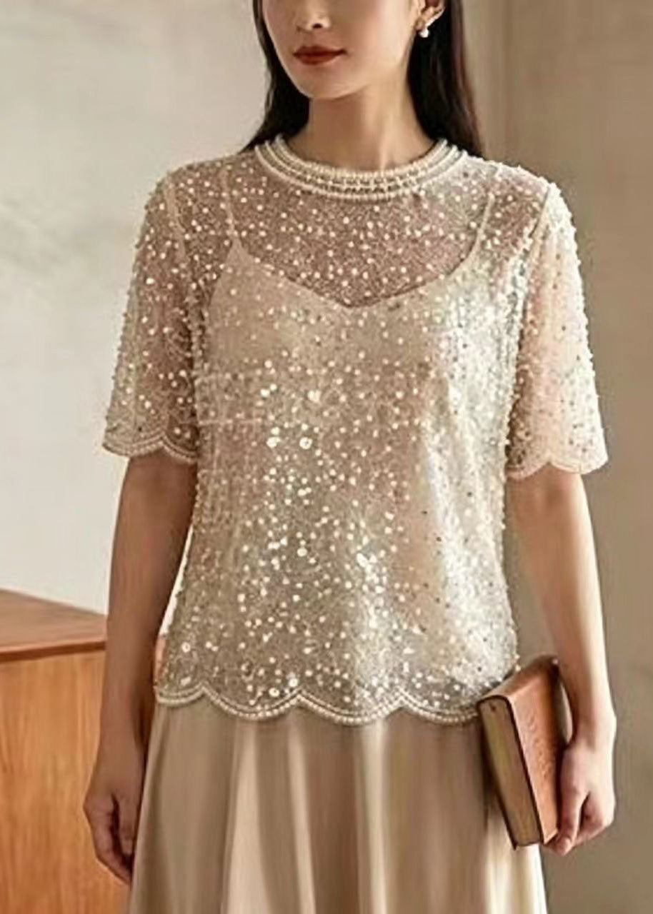 Women's Tulle Top with Sequins and Bead Detailing Summer Style 2