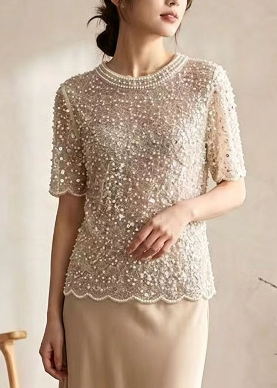 Women's Tulle Top with Sequins and Bead Detailing Summer Style 3