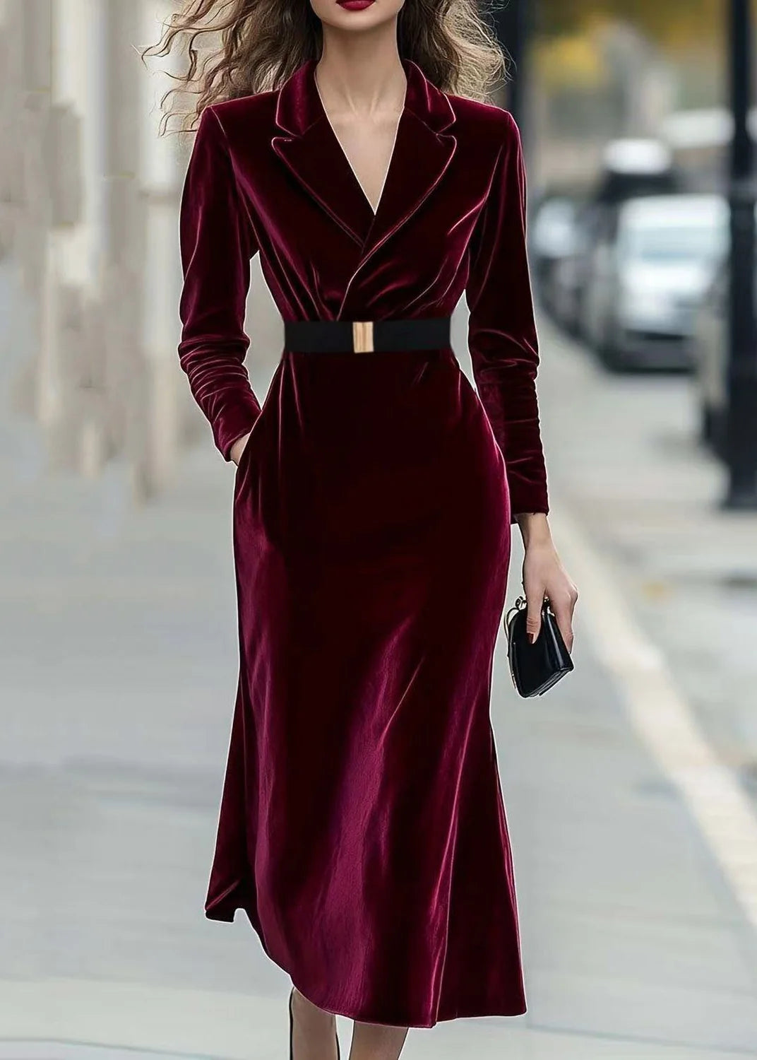 Women's Tunic Dress V Neck Long Sleeve Fitted 2