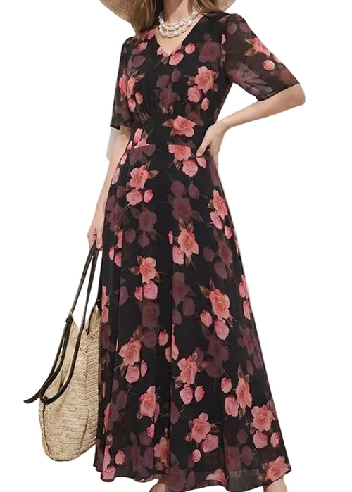 Women's Tunic Dress V Neck Printed Short Sleeve 0