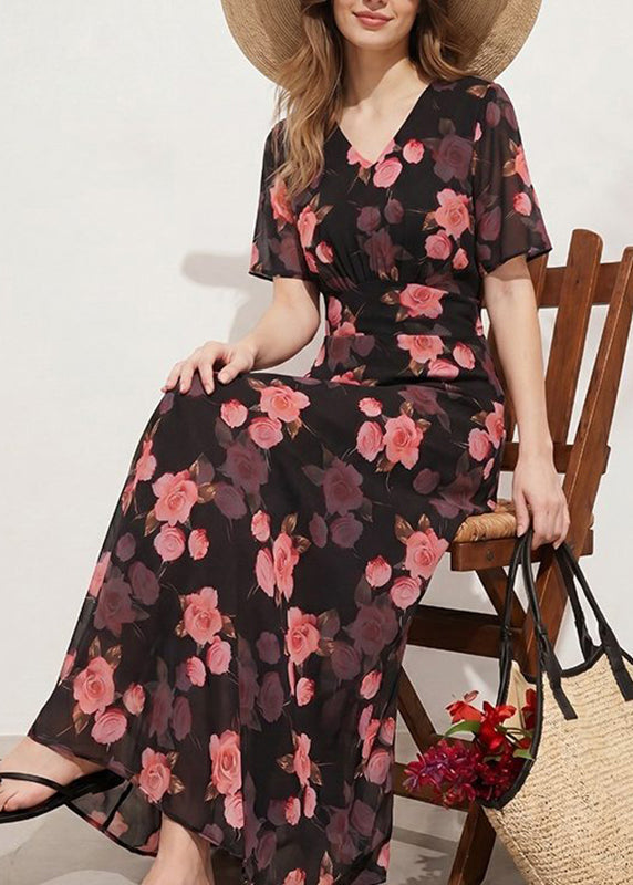 Women's Tunic Dress V Neck Printed Short Sleeve 4