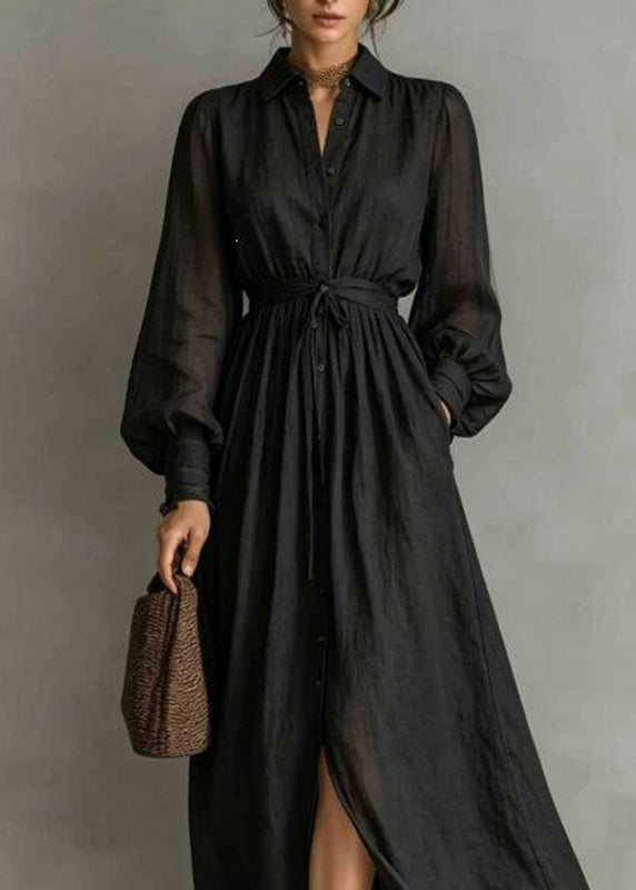 Women's Tunic Maxi Dress Peter Pan Collar Lantern Sleeve 3