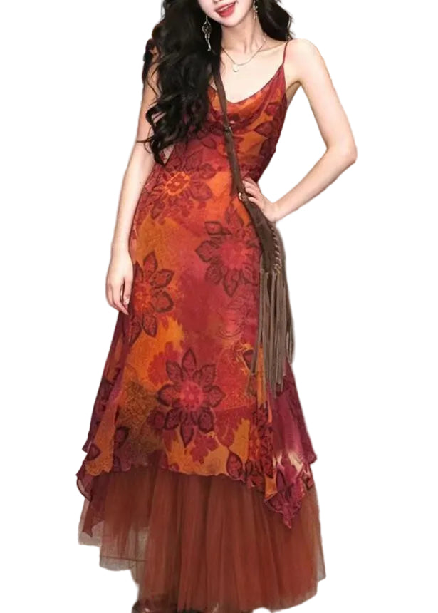 Women's Two-Piece Dress Set Asymmetrical Print Summer Style 1