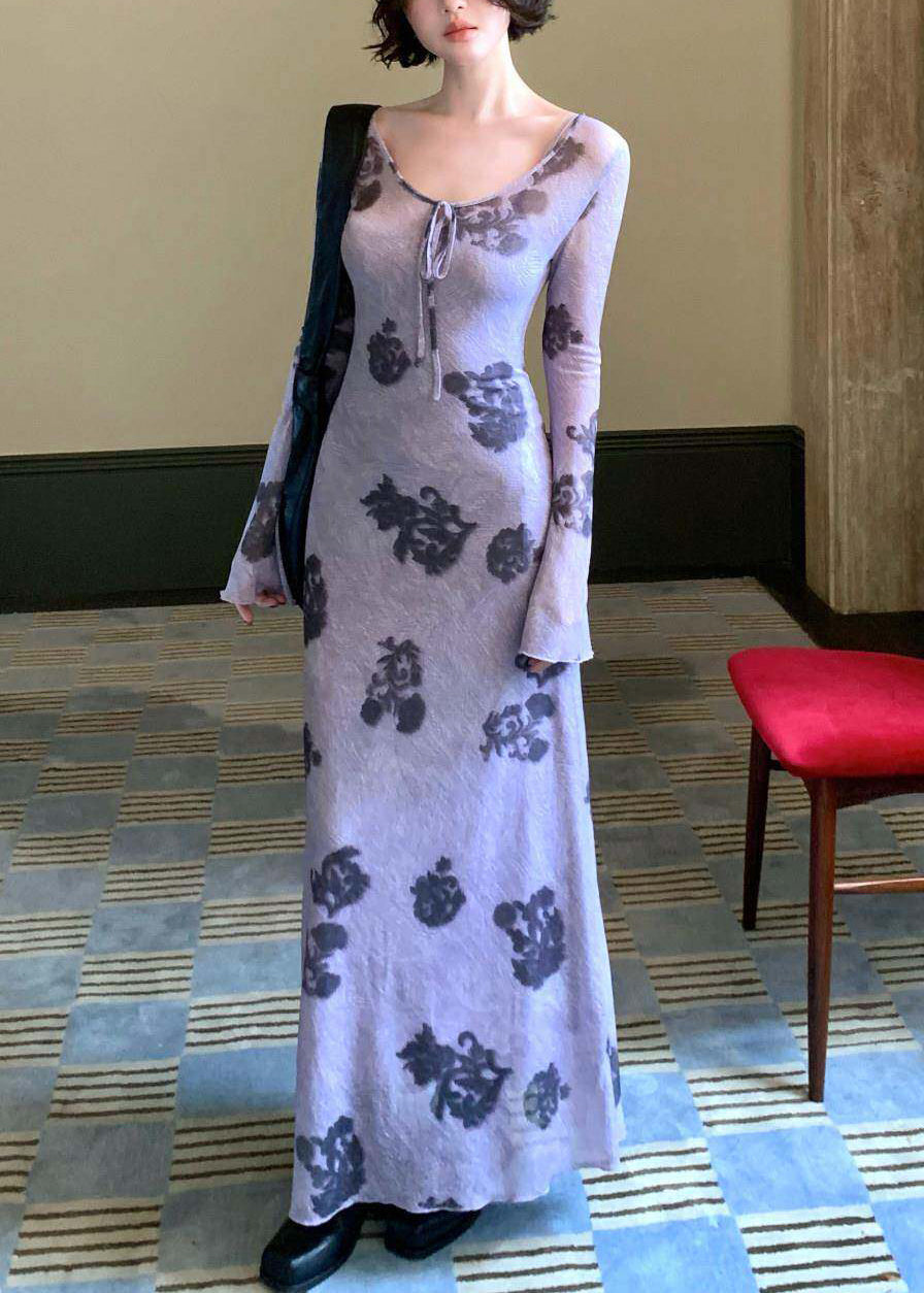 Women's Two-Piece Long Dress Set Printed Tulle 0