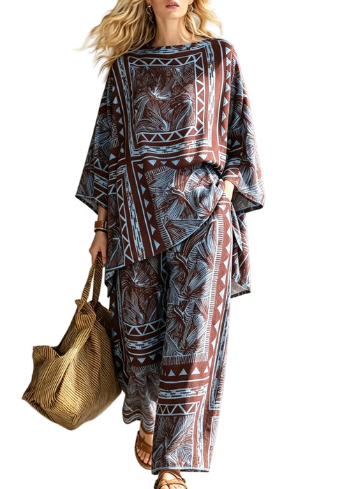 Women's Two-Piece Pajama Set Printed Summer Style 0