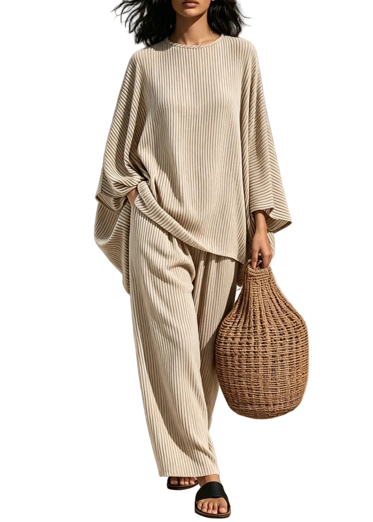 Women's Two-Piece Pajama Set Striped Casual Summer 0