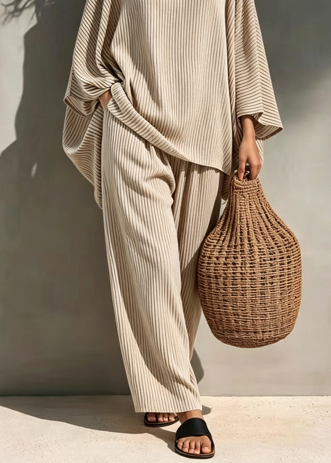 Women's Two-Piece Pajama Set Striped Casual Summer 3