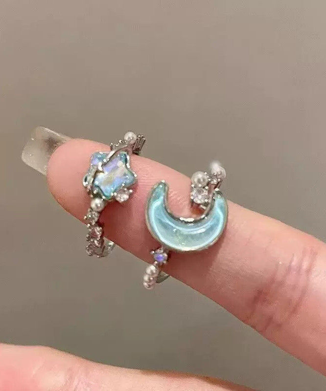 Women's Two-Piece Ring Set Moon and Star Design 0