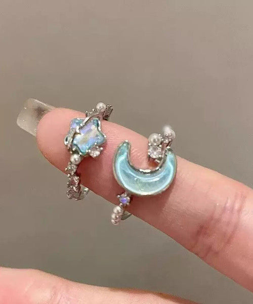 Women's Two-Piece Ring Set Moon and Star Design 0