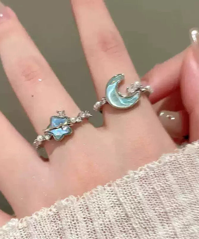 Women's Two-Piece Ring Set Moon and Star Design 1