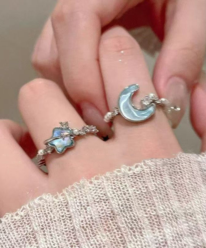 Women's Two-Piece Ring Set Moon and Star Design 3