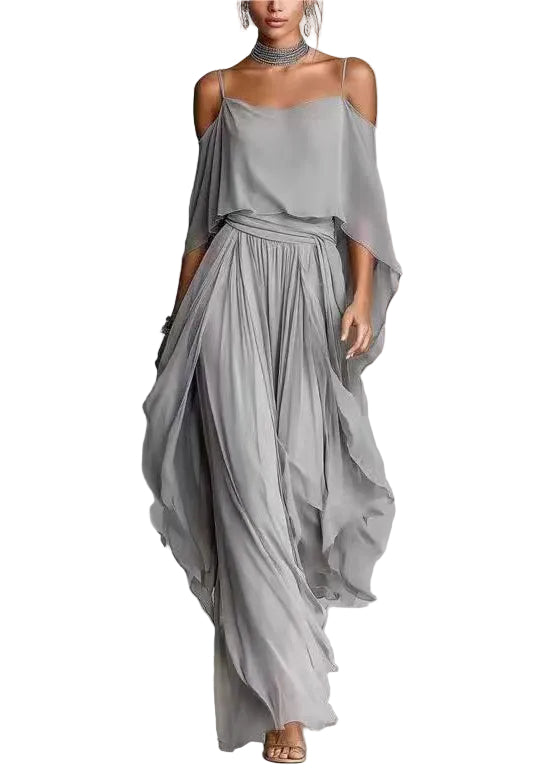 Women's Two-Piece Set Asymmetrical Draped Style 0