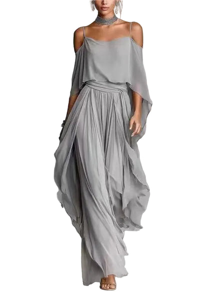 Women's Two-Piece Set Asymmetrical Draped Style 0