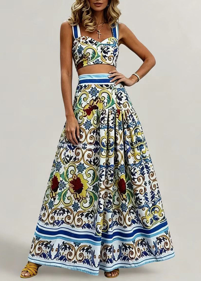 Women's Two-Piece Set Boho Style Sleeveless Cami Top and Skirt 1