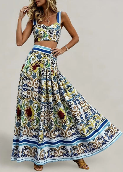 Women's Two-Piece Set Boho Style Sleeveless Cami Top and Skirt 2