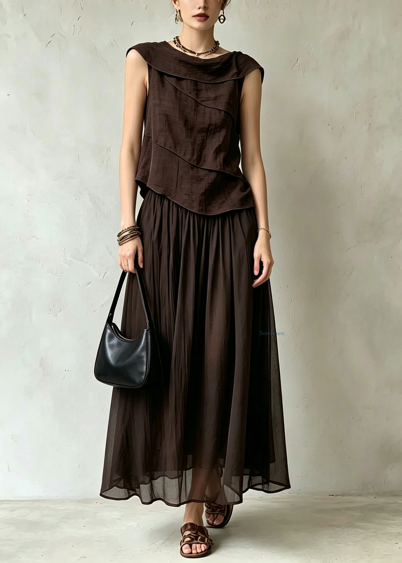 Women's Two-Piece Set Casual Top and Maxi Skirt Summer Style 2