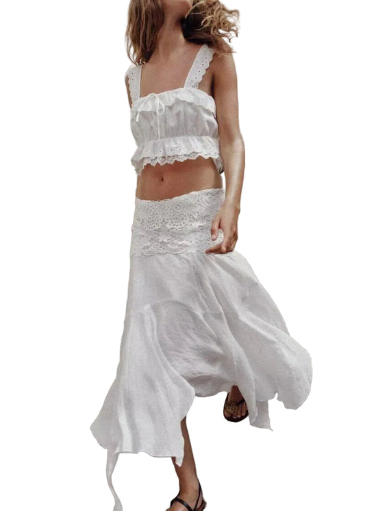 Women's Two-Piece Set Embroidered Asymmetrical Design 2