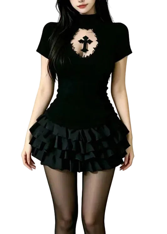 Women's Two-Piece Set Layered Cut Out Style 0