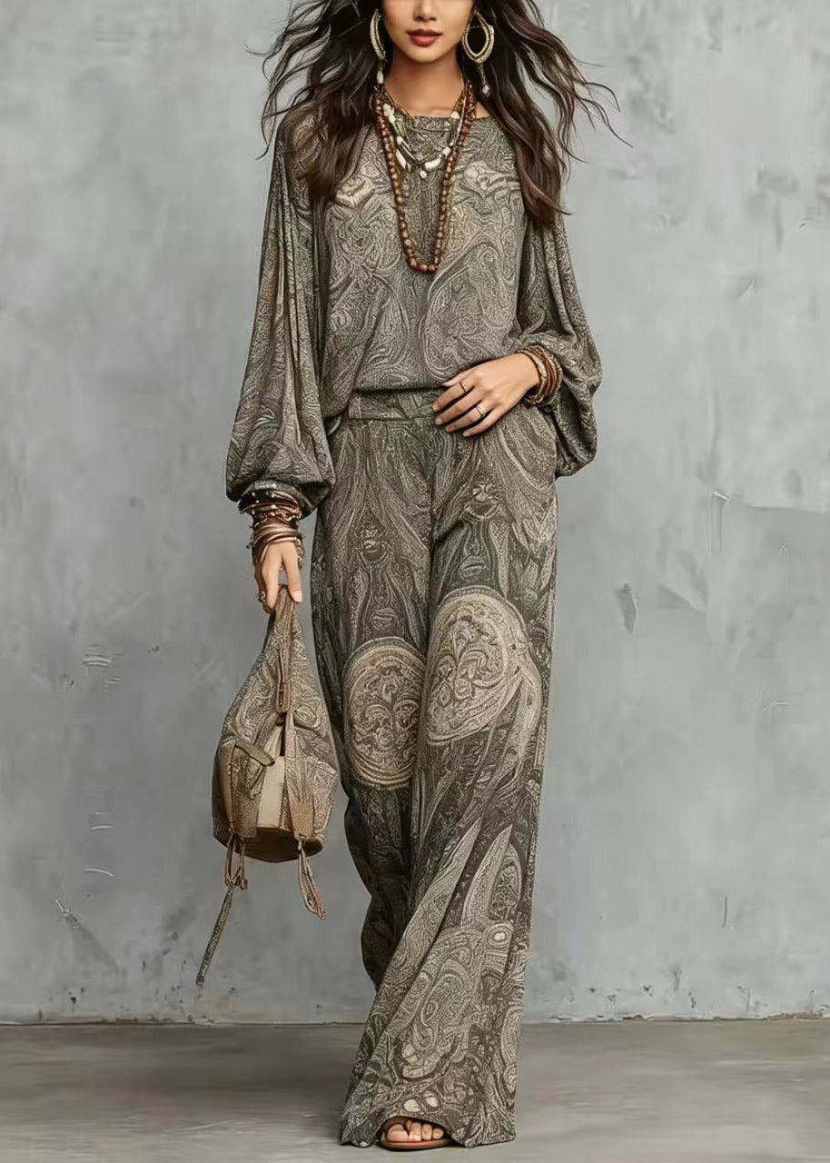 Women's Two-Piece Set Loose Fit Long Sleeve Top and Bottom 1