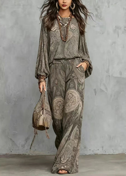 Women's Two-Piece Set Loose Fit Long Sleeve Top and Bottom 2