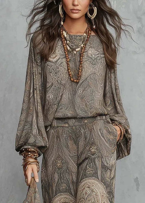 Women's Two-Piece Set Loose Fit Long Sleeve Top and Bottom 3