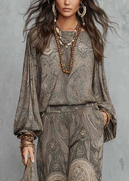 Women's Two-Piece Set Loose Fit Long Sleeve Top and Bottom 3
