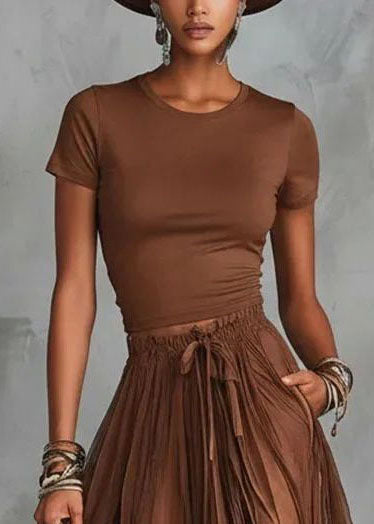 Women's Two-Piece Set O-Neck Top and Patchwork Lace Skirt 3